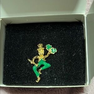 Avon Gold and Green Leprechaun Brooch